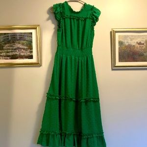 Kelly green chiffon midi dress S
